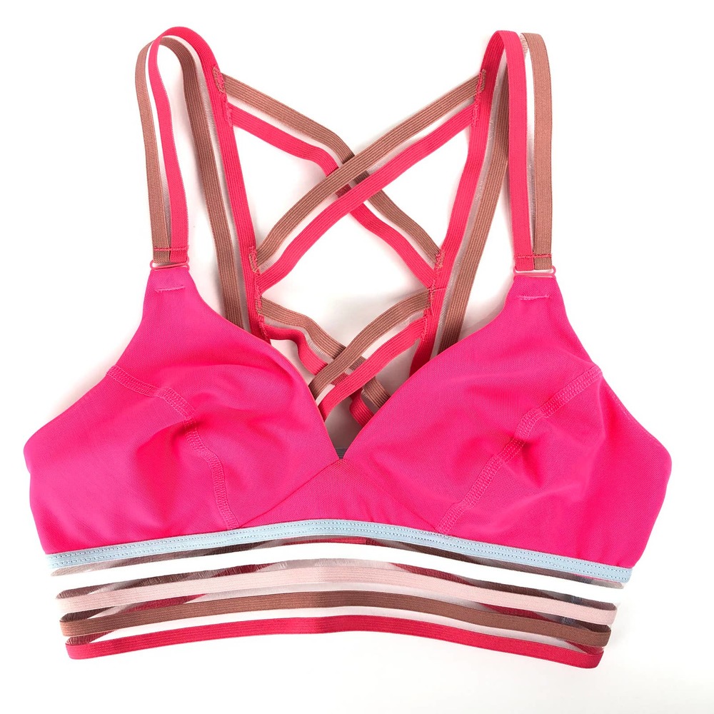 Free People In the Waves Sport Bra Pink XS Low Impact Comfy Strappy Yoga NWT